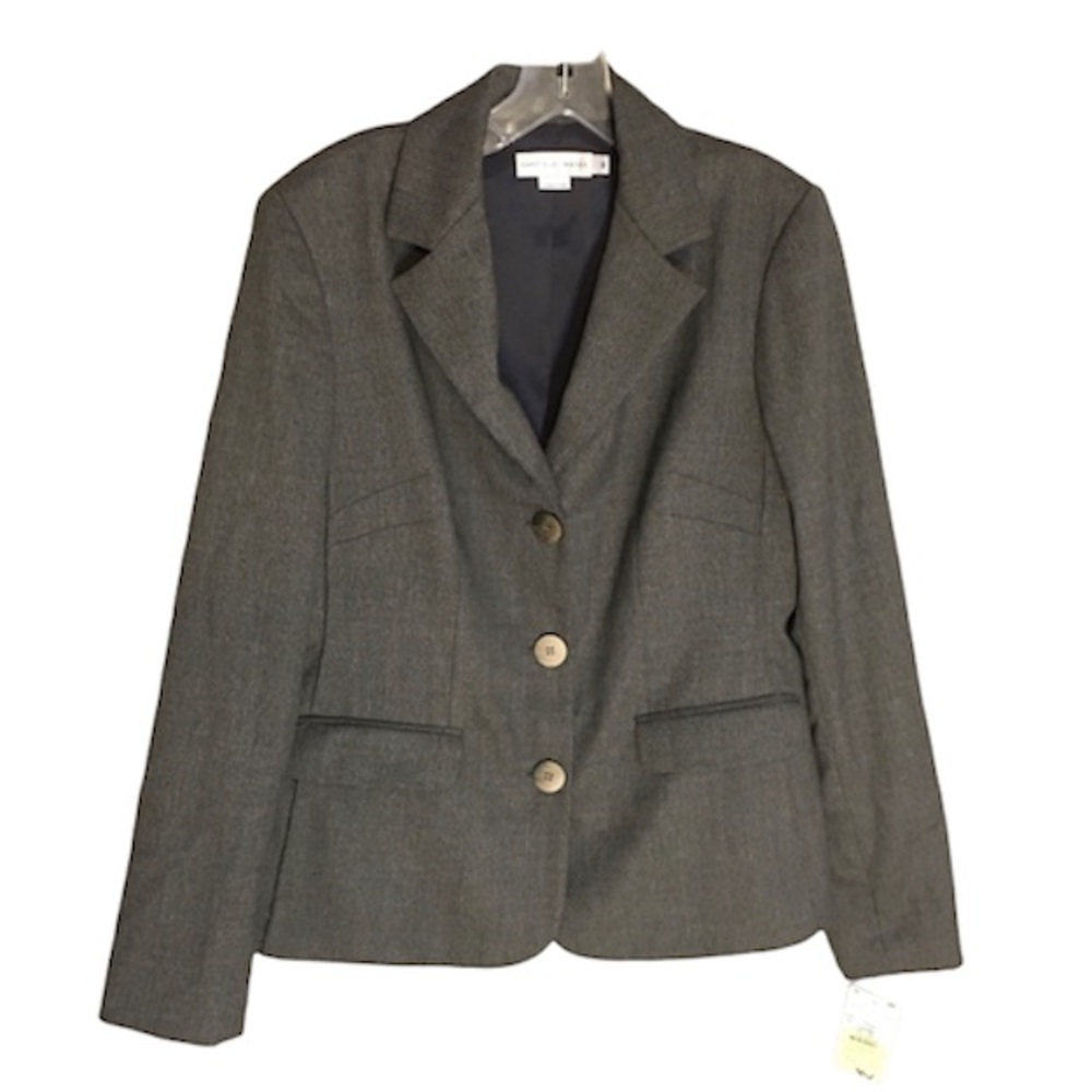 Garfield & Marks Gray Lined Wool Blend Blazer Sz 8